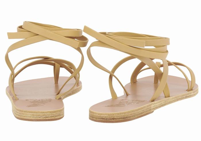 Beige Women Ancient Greek Sandals Morfi Leather Gladiator Sandals | DYK2188VZ