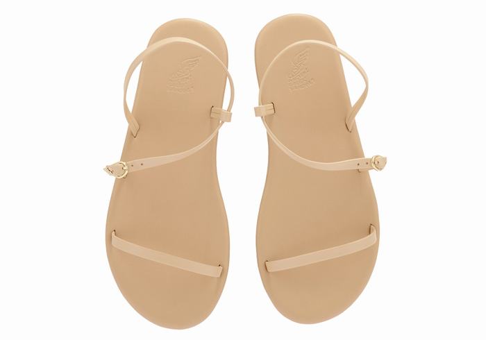 Beige Women Ancient Greek Sandals Niove Back-Strap Sandals | FED891IH