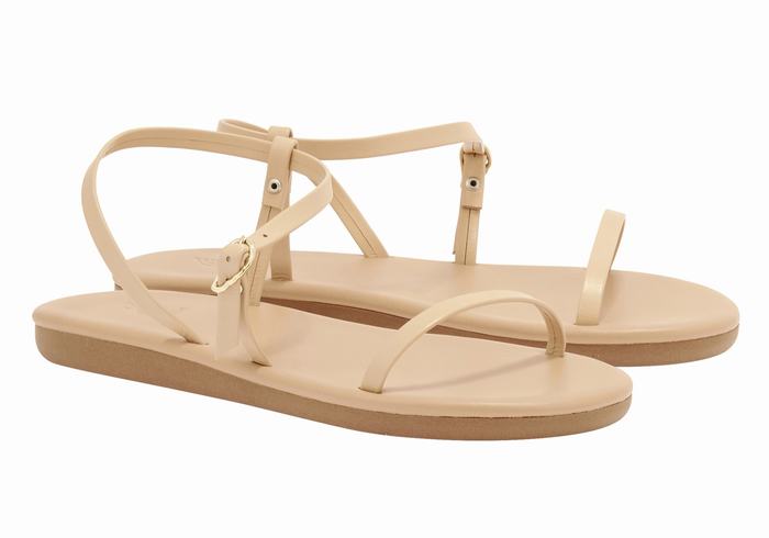 Beige Women Ancient Greek Sandals Niove Back-Strap Sandals | FED891IH