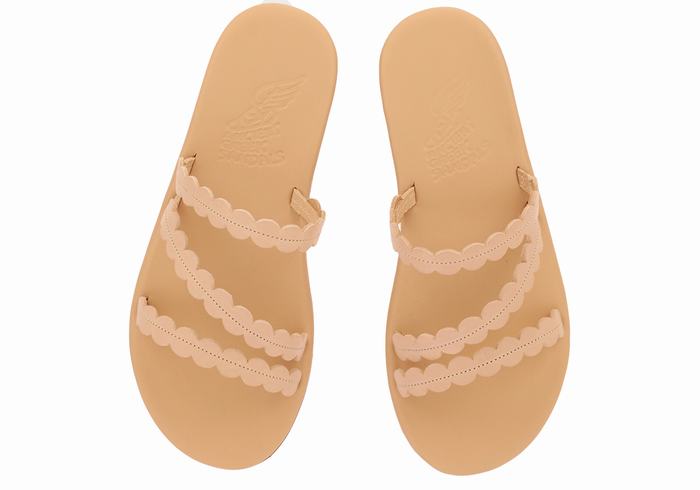 Beige Women Ancient Greek Sandals Oceanis Slide Sandals | OIA9495OB