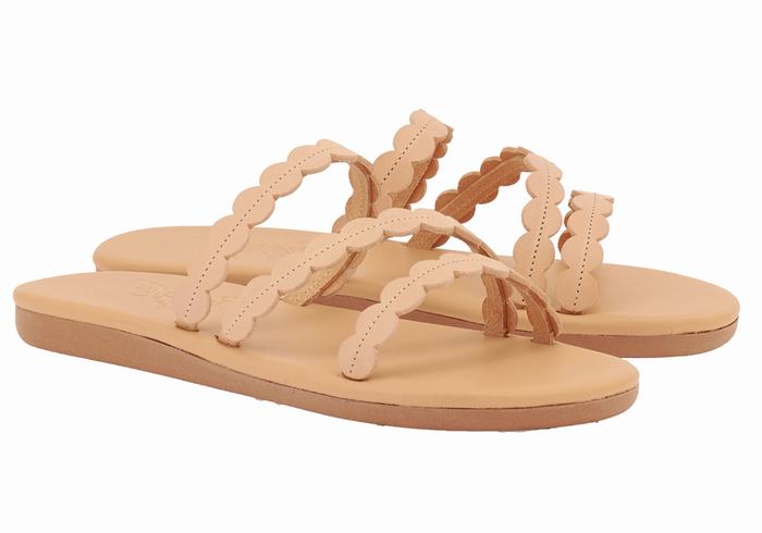 Beige Women Ancient Greek Sandals Oceanis Slide Sandals | OIA9495OB