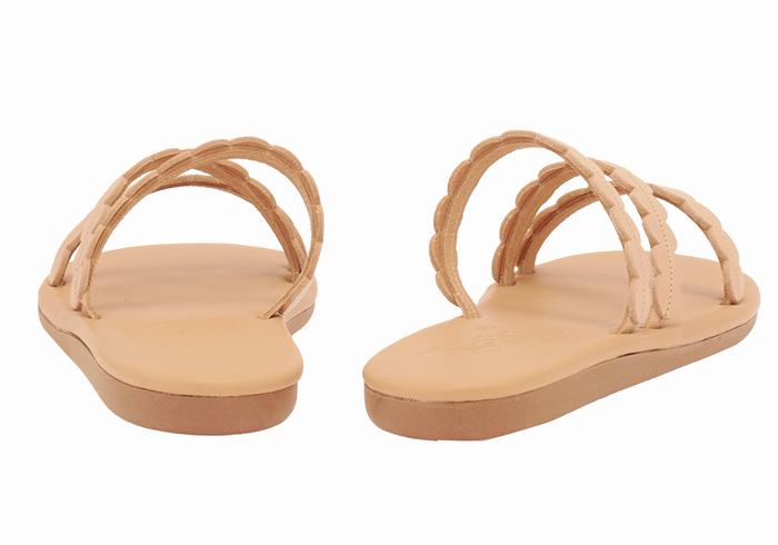 Beige Women Ancient Greek Sandals Oceanis Slide Sandals | OIA9495OB