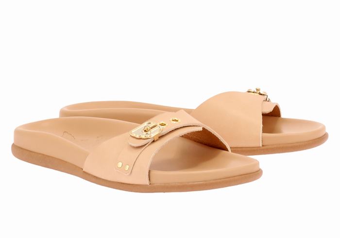 Beige Women Ancient Greek Sandals Odi Slide Sandals | LLI886BK