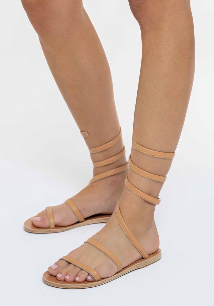 Beige Women Ancient Greek Sandals Ofis Leather Gladiator Sandals | JIC2331DJ