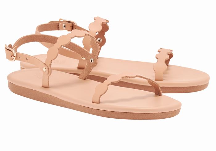 Beige Women Ancient Greek Sandals Orion Back-Strap Sandals | XWK4144HW