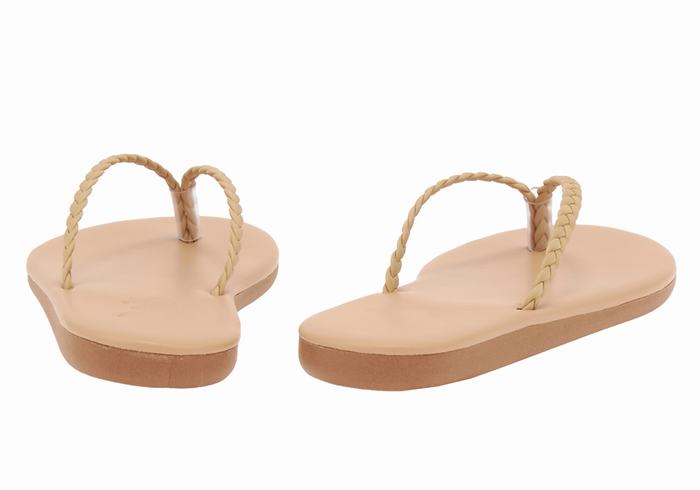 Beige Women Ancient Greek Sandals Plage Flip Flop Braided Sandals | GBR8273VM