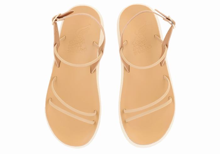 Beige Women Ancient Greek Sandals Polis Back-Strap Sandals | NBS9723LU