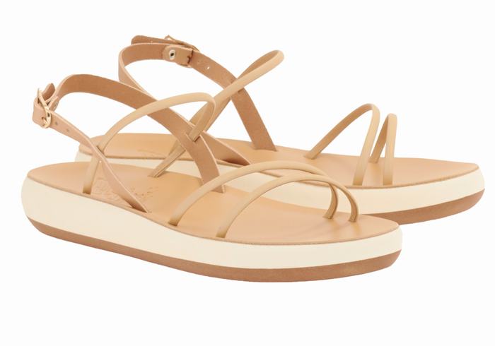 Beige Women Ancient Greek Sandals Polis Back-Strap Sandals | NBS9723LU