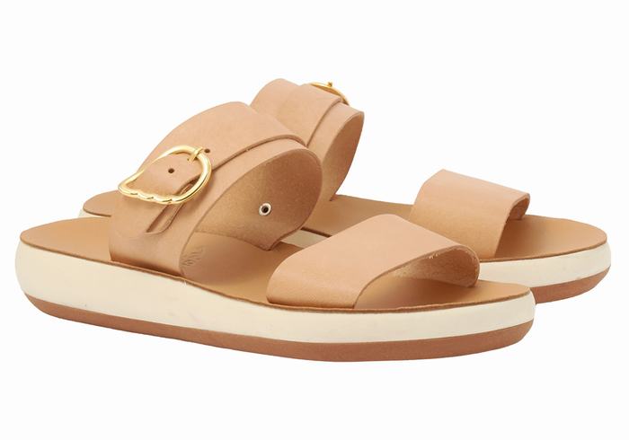 Beige Women Ancient Greek Sandals Preveza Comfort Slide Sandals | XLJ7930PE