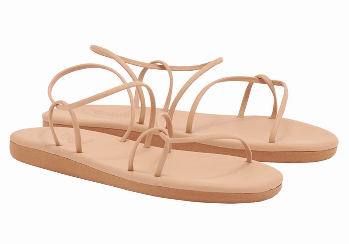 Beige Women Ancient Greek Sandals Proorismos Back-Strap Sandals | TIM2568FL