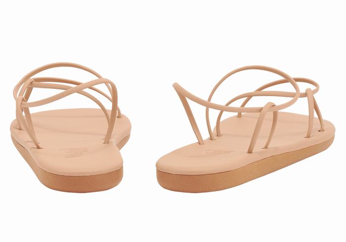 Beige Women Ancient Greek Sandals Proorismos Back-Strap Sandals | TIM2568FL