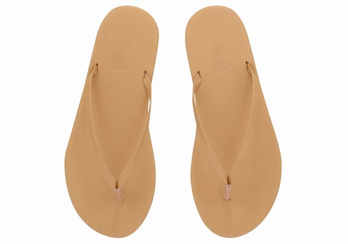 Beige Women Ancient Greek Sandals Saionara Flip Flops | SYG7339QL