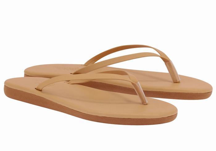 Beige Women Ancient Greek Sandals Saionara Flip Flops | SYG7339QL