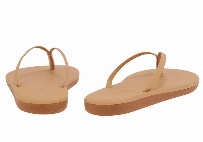 Beige Women Ancient Greek Sandals Saionara Flip Flops | SYG7339QL