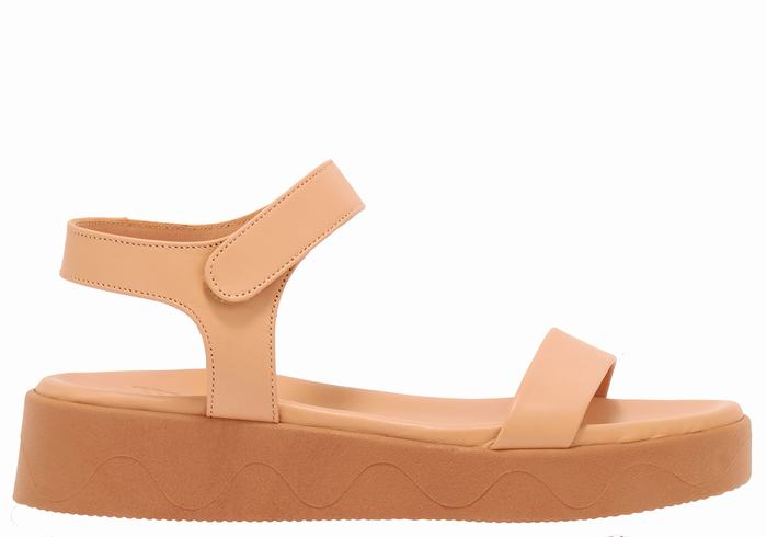 Beige Women Ancient Greek Sandals Salamina Leather Platform Sandals | LFY6760JE