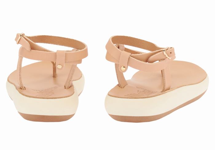 Beige Women Ancient Greek Sandals Salomi Comfort Ankle Strap Sandals | AMU759SX