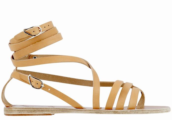 Beige Women Ancient Greek Sandals Satira Leather Gladiator Sandals | ESP477XN