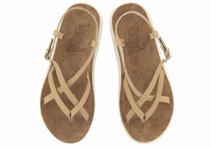 Beige Women Ancient Greek Sandals Semele Comfort Back-Strap Sandals | AAQ7648CO