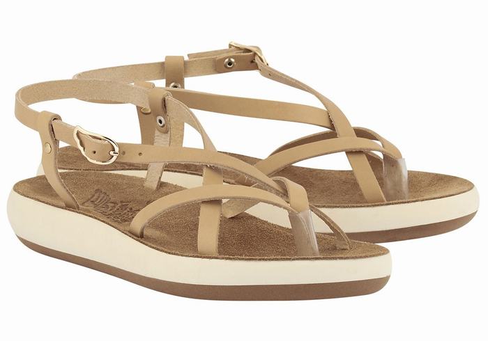 Beige Women Ancient Greek Sandals Semele Comfort Back-Strap Sandals | AAQ7648CO