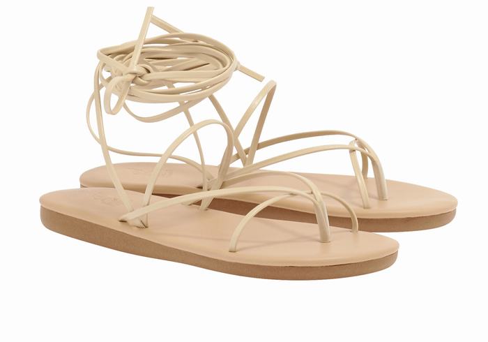 Beige Women Ancient Greek Sandals String Gladiator Sandals | HST331YK