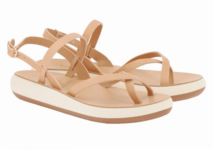 Beige Women Ancient Greek Sandals Tereza Comfort Back-Strap Sandals | KWP9730YS