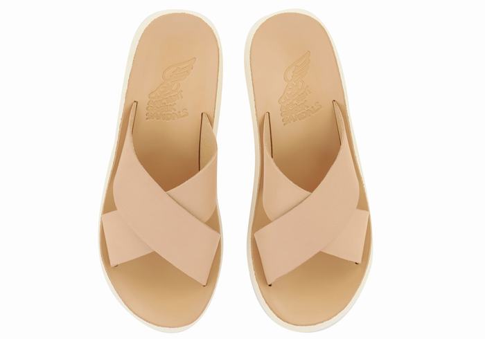 Beige Women Ancient Greek Sandals Thais Comfort Slide Sandals | YDF6217VD