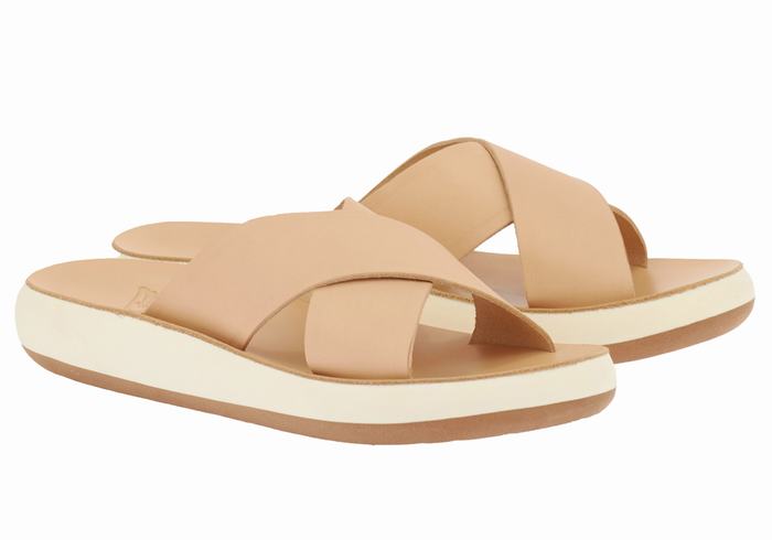 Beige Women Ancient Greek Sandals Thais Comfort Slide Sandals | YDF6217VD