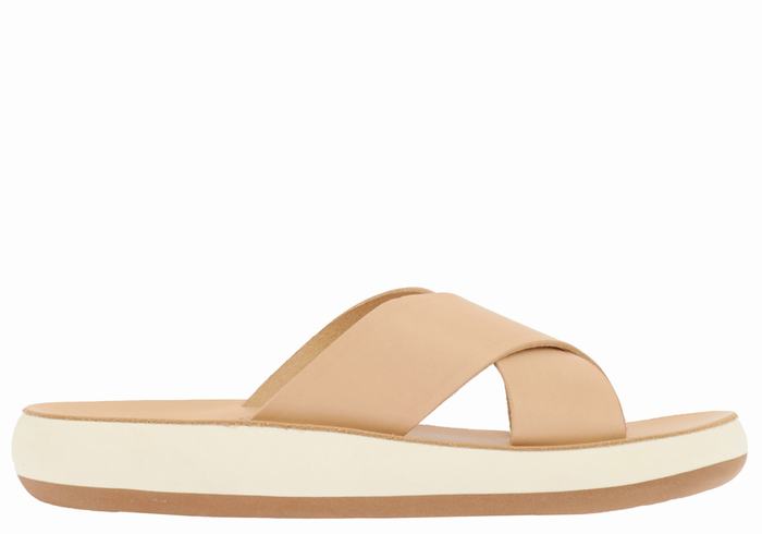 Beige Women Ancient Greek Sandals Thais Comfort Slide Sandals | YDF6217VD