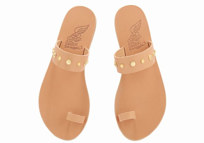 Beige Women Ancient Greek Sandals Thalia Bee Toe-Post Sandals | SXX327KM