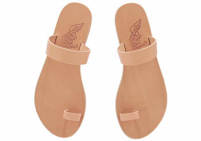 Beige Women Ancient Greek Sandals Thalia Leather Toe-Post Sandals | TMX6299FC