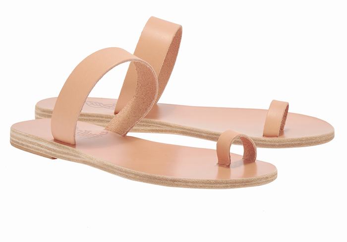 Beige Women Ancient Greek Sandals Thalia Leather Toe-Post Sandals | TMX6299FC