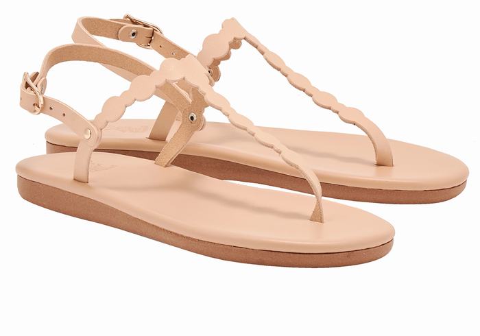 Beige Women Ancient Greek Sandals Velos Flip Flop Back-Strap Sandals | KOC1414XU