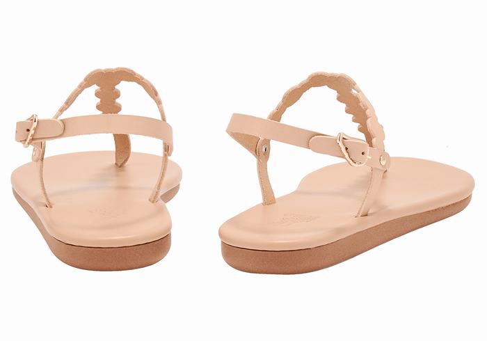 Beige Women Ancient Greek Sandals Velos Flip Flop Back-Strap Sandals | KOC1414XU