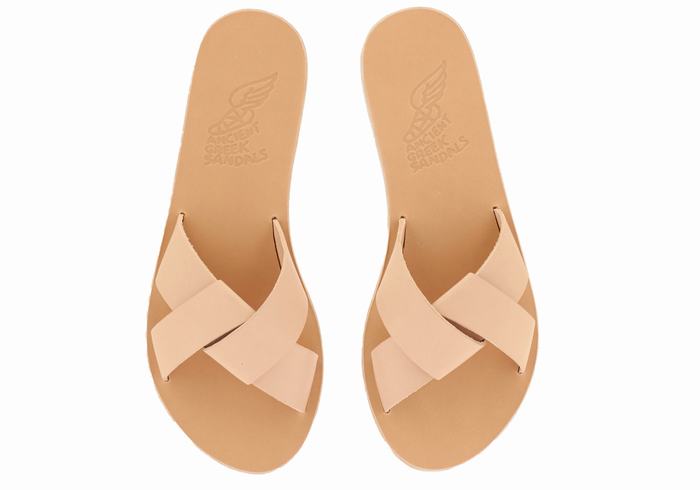 Beige Women Ancient Greek Sandals Whitney Slide Sandals | RRF4551WQ