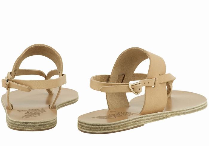 Beige Women Ancient Greek Sandals Zoe Flip Flop Leather Back-Strap Sandals | RNK1410UF