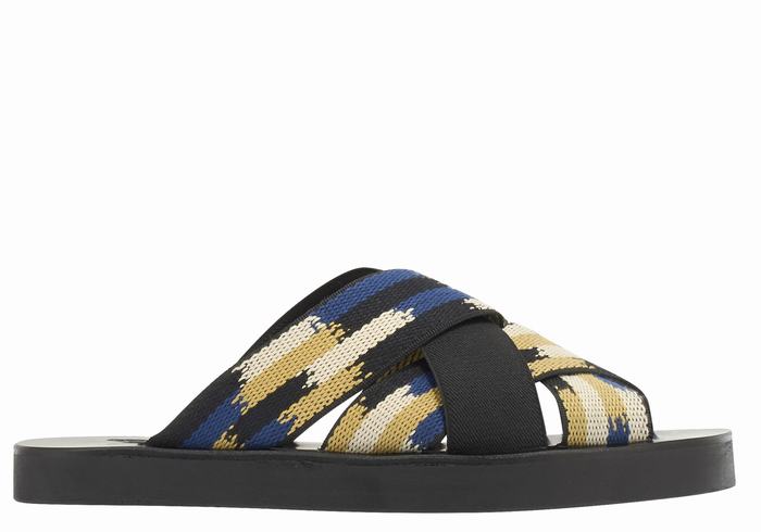 Black Blue Men Ancient Greek Sandals Neoklis Slide Sandals | XCX6322YL