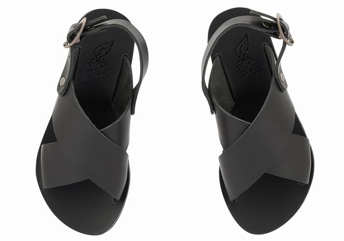 Black Kids' Ancient Greek Sandals Little Maria Soft Casual Sandals | IDO2281KZ