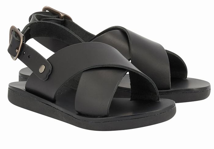 Black Kids' Ancient Greek Sandals Little Maria Soft Casual Sandals | IDO2281KZ