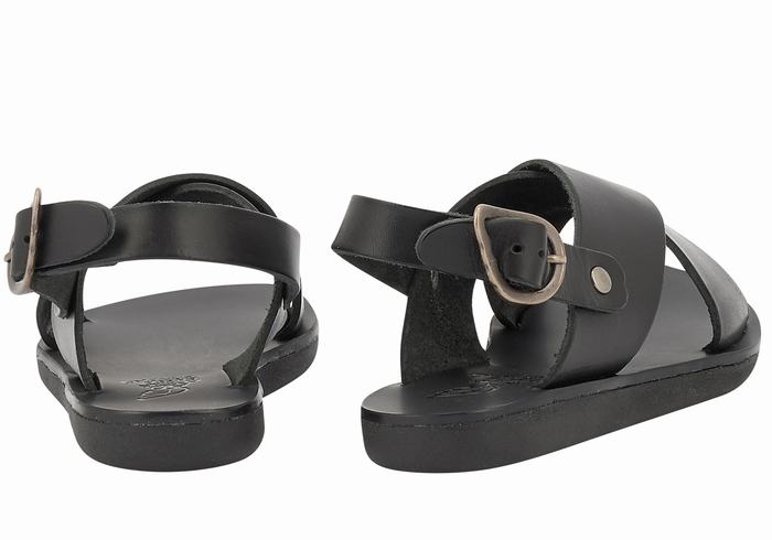 Black Kids' Ancient Greek Sandals Little Maria Soft Casual Sandals | IDO2281KZ