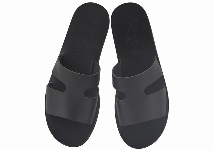 Black Men Ancient Greek Sandals Apteros Slide Sandals | CEP8077UE