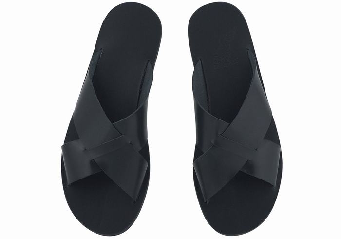 Black Men Ancient Greek Sandals Bios Slide Sandals | UCB6471PV