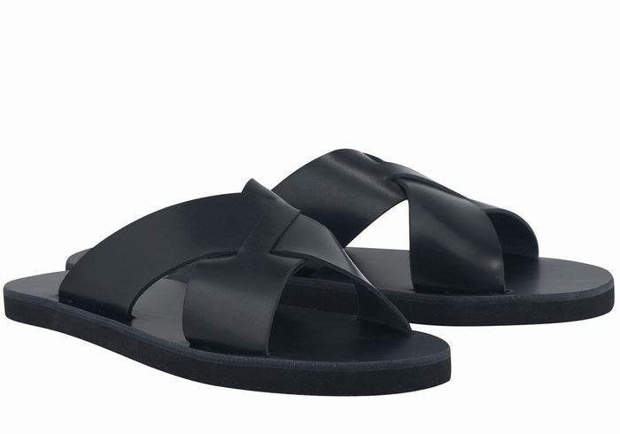 Black Men Ancient Greek Sandals Bios Slide Sandals | UCB6471PV