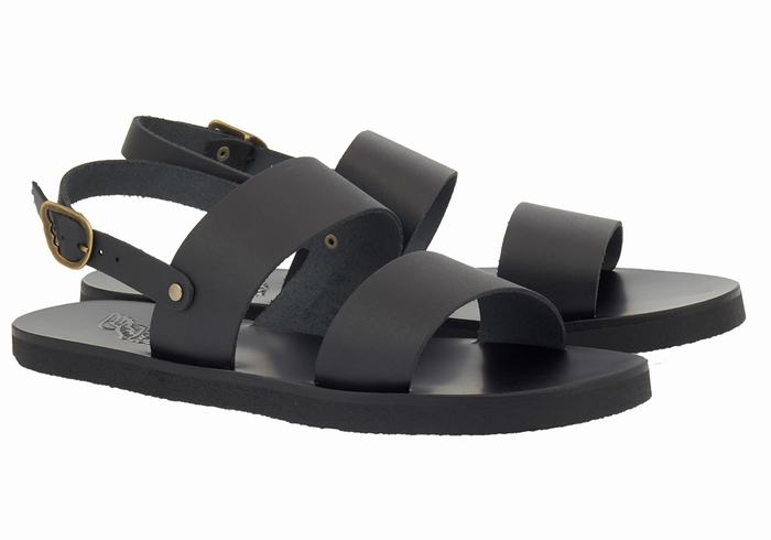 Black Men Ancient Greek Sandals Dinatos Casual Sandals | OXF9294WG