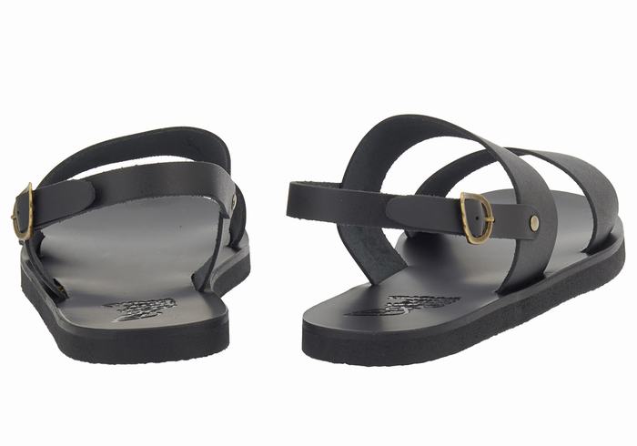 Black Men Ancient Greek Sandals Dinatos Casual Sandals | OXF9294WG