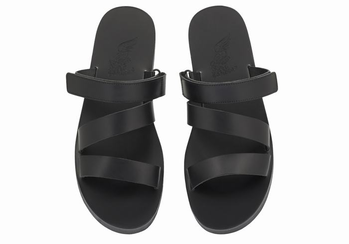 Black Men Ancient Greek Sandals Morfeas Slide Sandals | LXB984SC