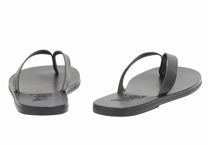 Black Men Ancient Greek Sandals Solon Leather Flip Flops | ORX859IE