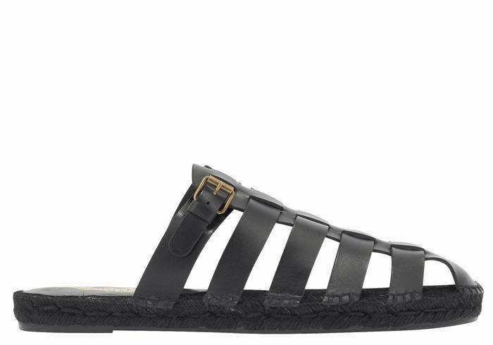 Black Men Ancient Greek Sandals Thasos 210 Fisherman Sandals | JXF91100VC