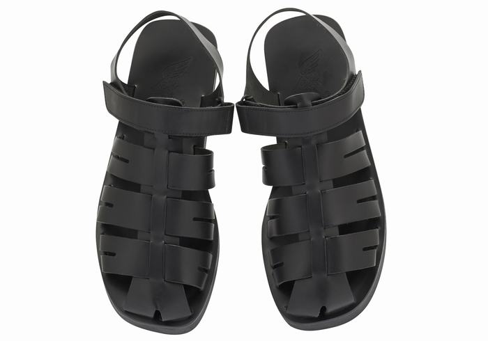 Black Men Ancient Greek Sandals Tilemachos Fisherman Sandals | DPL5152MJ