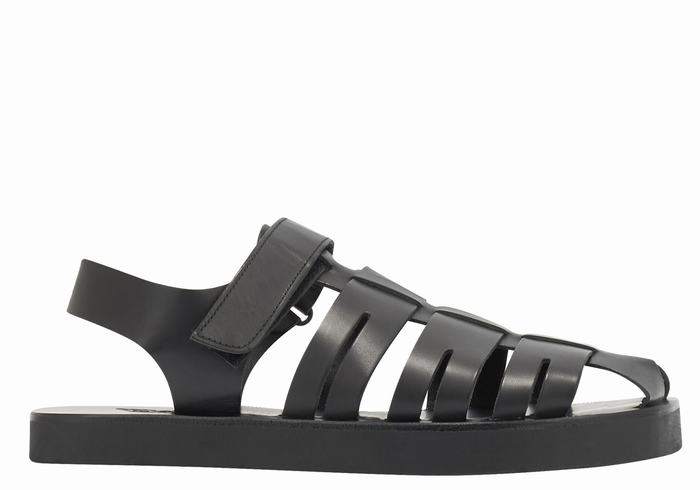 Black Men Ancient Greek Sandals Tilemachos Fisherman Sandals | DPL5152MJ