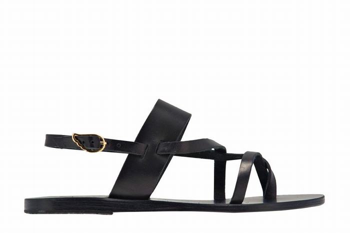 Black Women Ancient Greek Sandals Alethea Leather Back-Strap Sandals | RUY9385DR